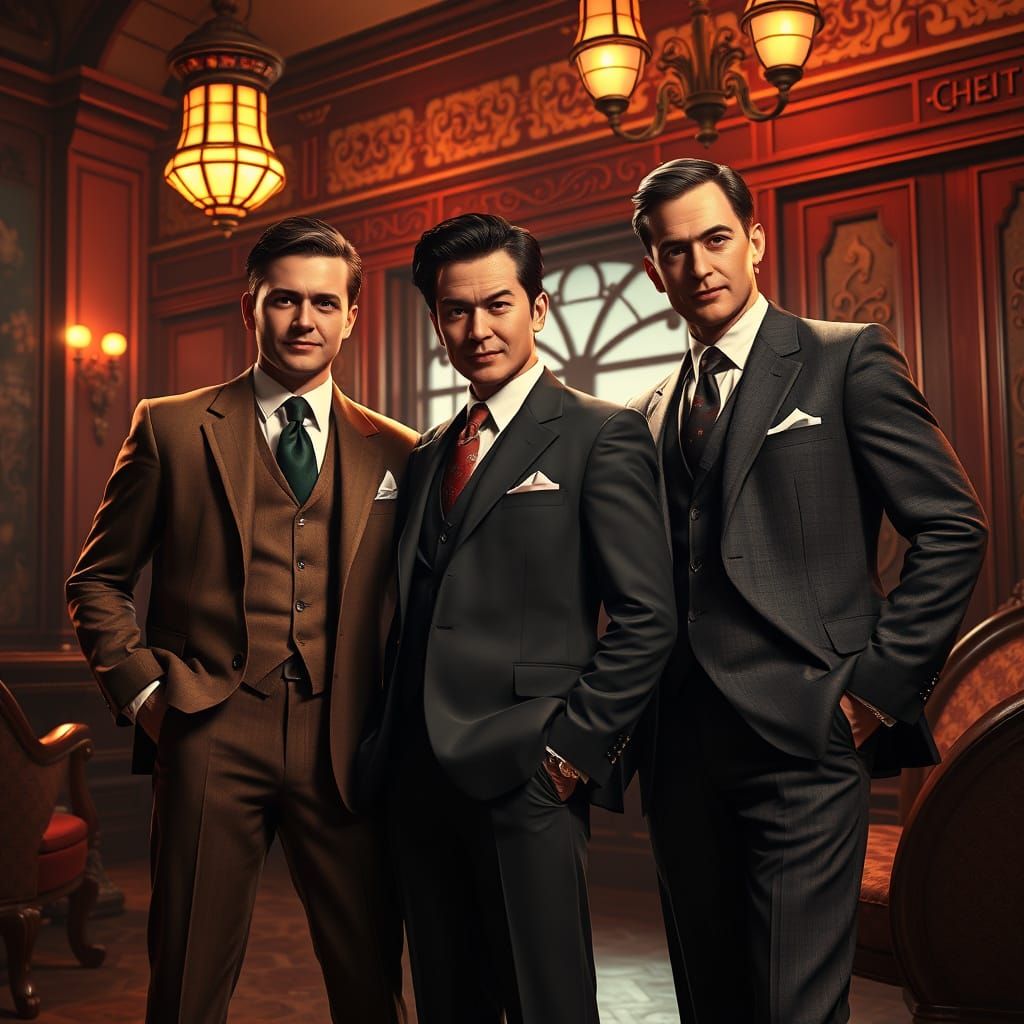 Men's 1950s Fashion in a Vibrant Art Style