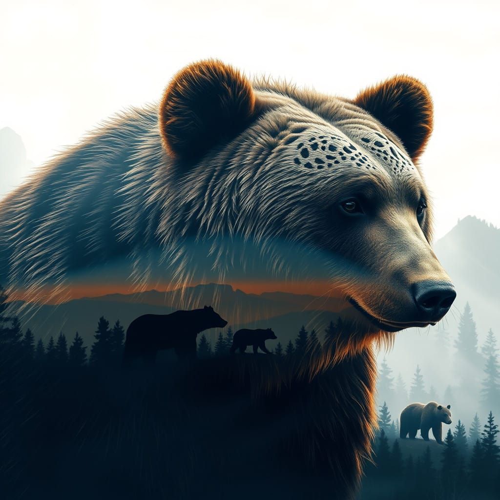 Ethereal Grizzly Bear in Nature's Realm