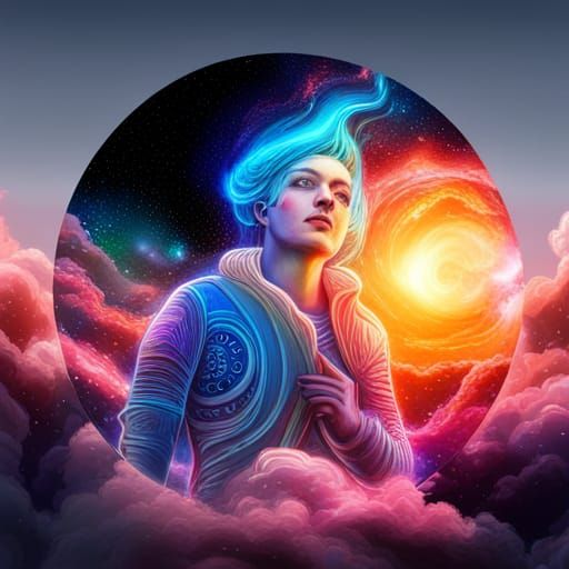 Holographic Cosmic Astral Illustration by Pablo Amaringo