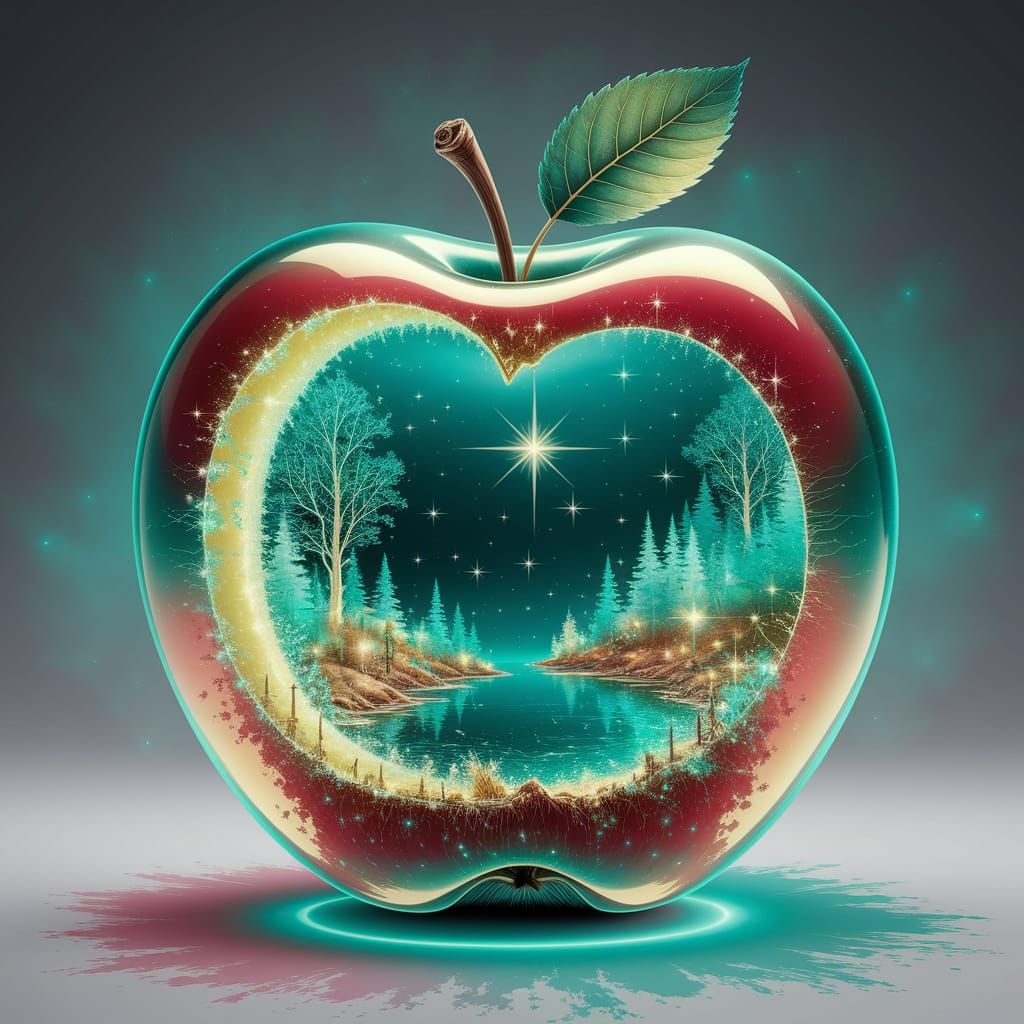 Un paysage dans une pomme