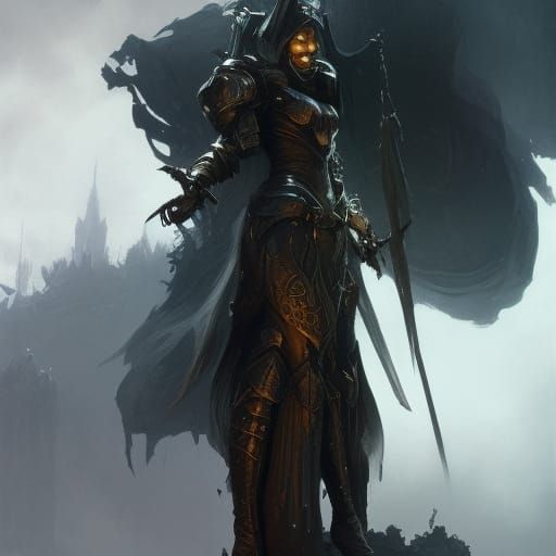 Hyperdetailed Black Knight in Dark Fantasy Style