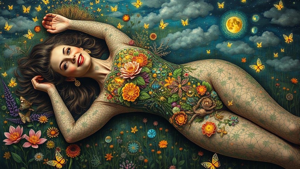 Psychedelic Floating City Utopia in Bio-Art Collage