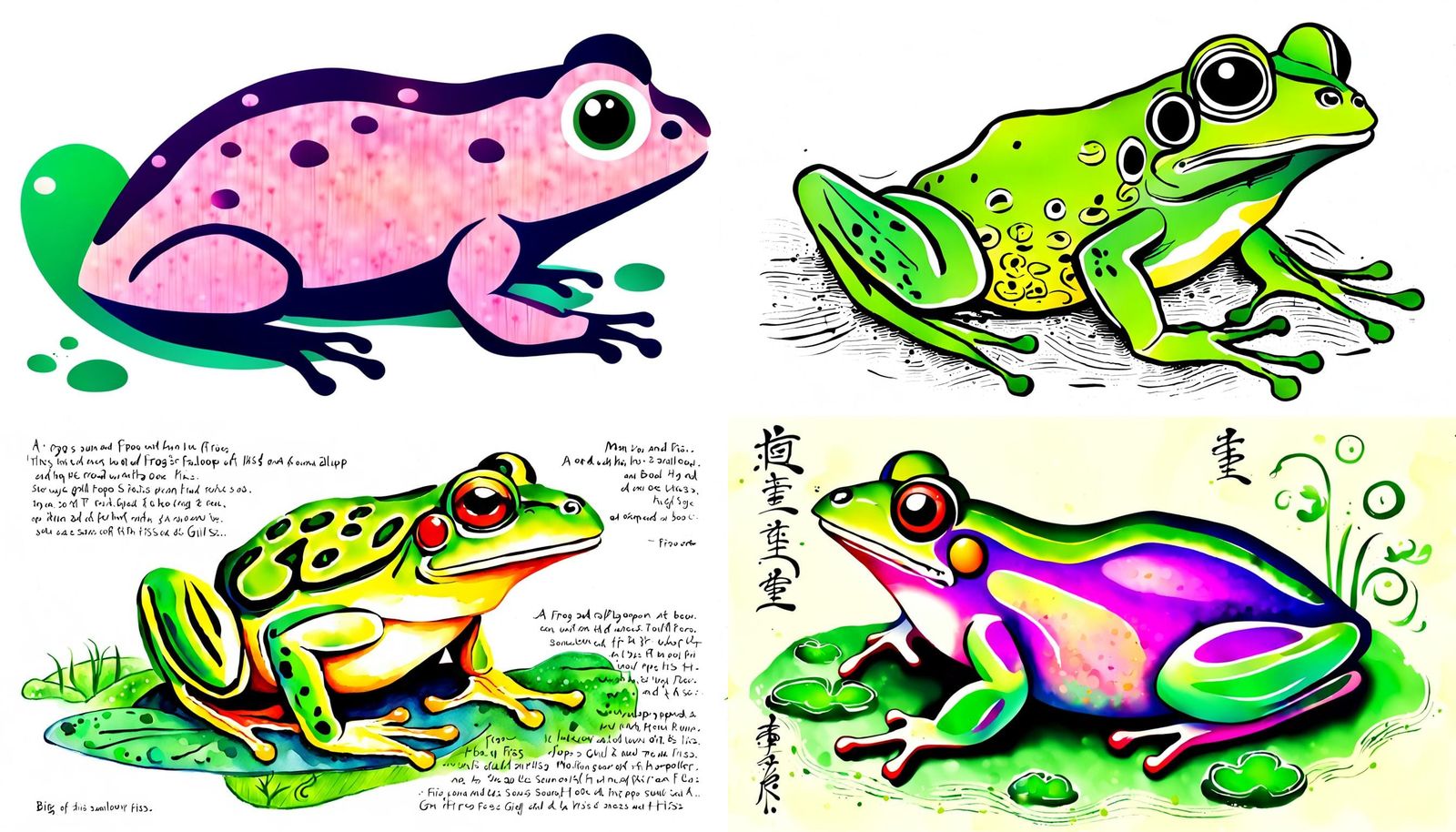 Frog-Shaped Poem with Calligraphic Onomatopoeia