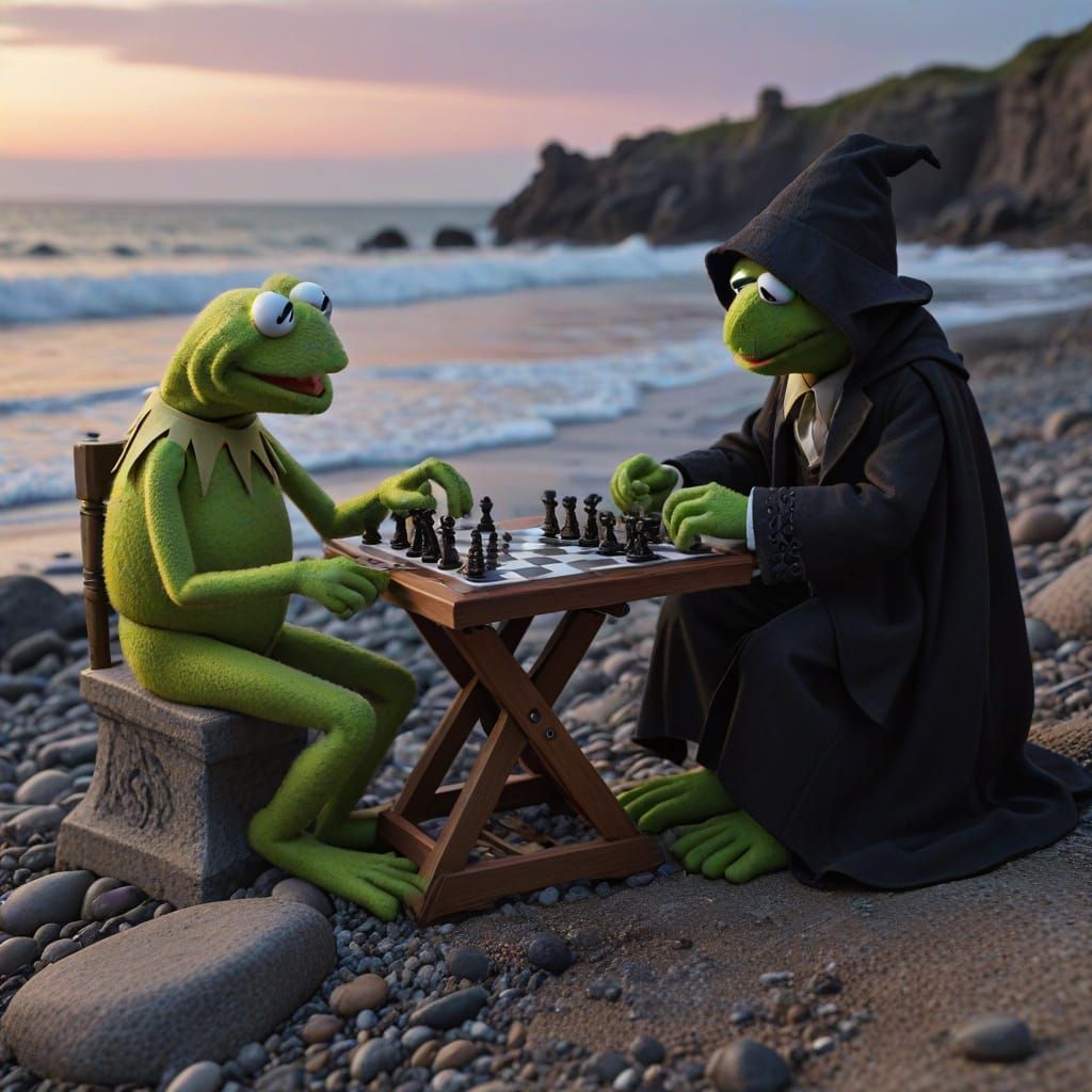 Kermit and the Grim Reaper Play Chess