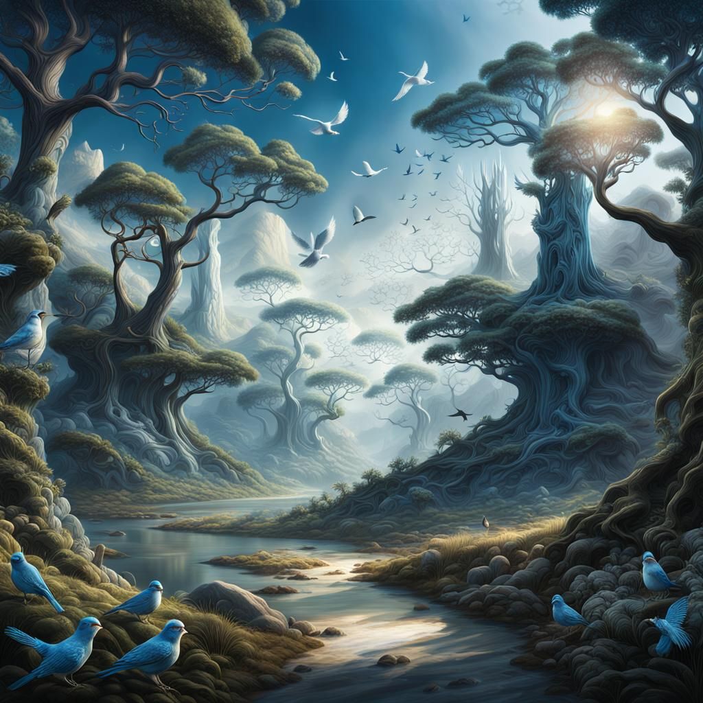 Nature-Inspired Panels in Detailed Matte Painting Style