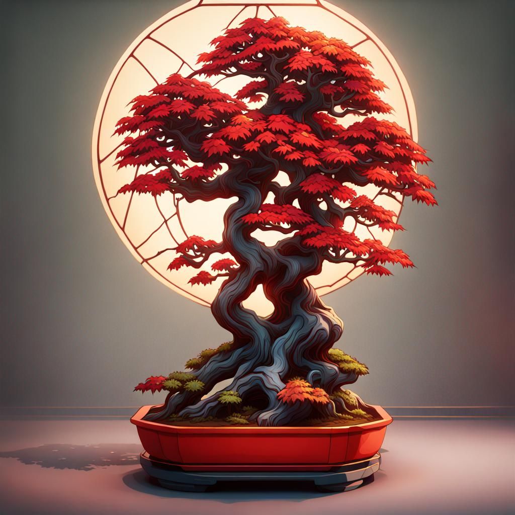 Maple Red Bonsai Through Quantic Window