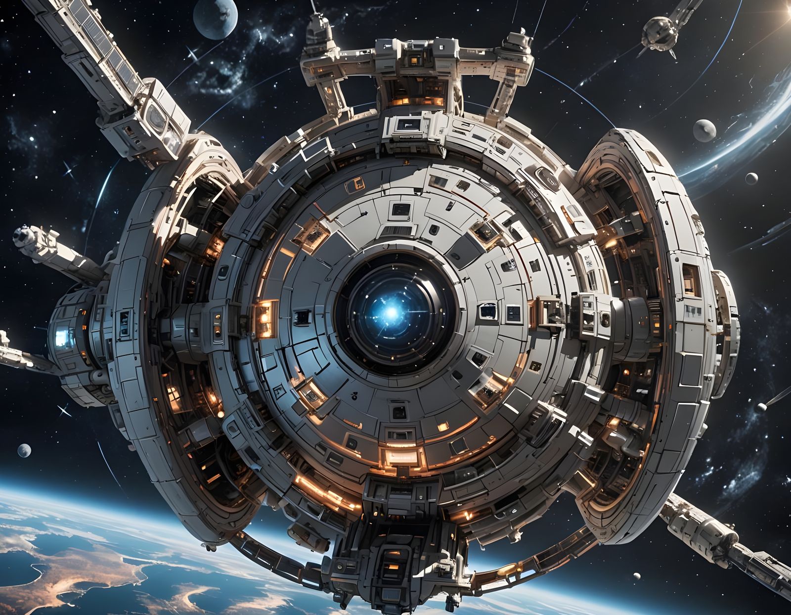 Futuristic Space Station 3D Rendering