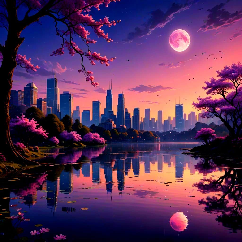 Purple Evening Cityscape