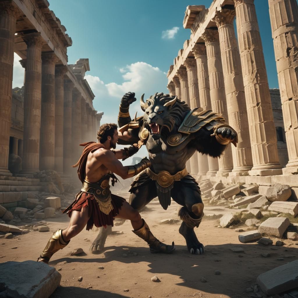 A Hero Fighting a Monster