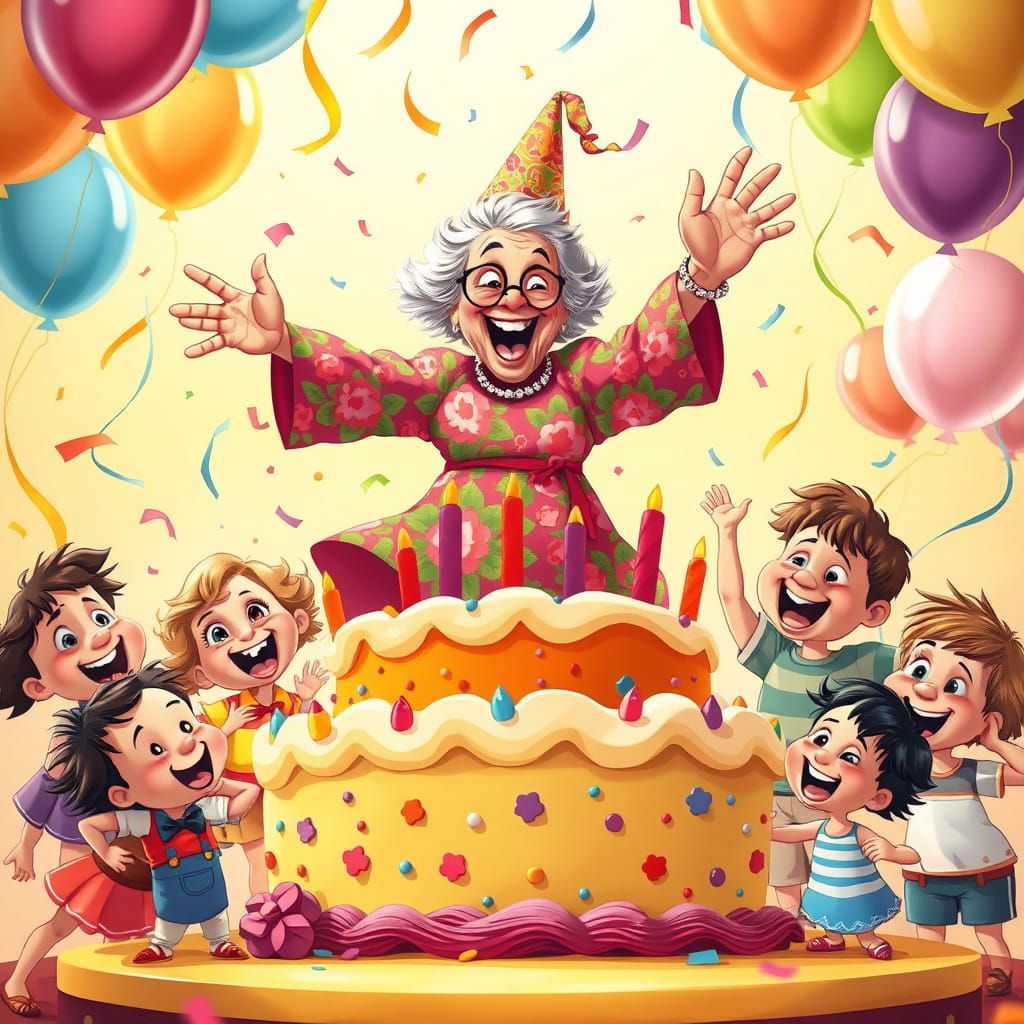 Energetic Grandma Surprises Grandkids with Joyful Birthday L...