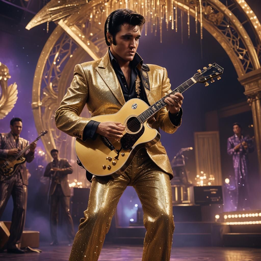 Elvis Presley in Gold Suit, Fantasy Concept Art