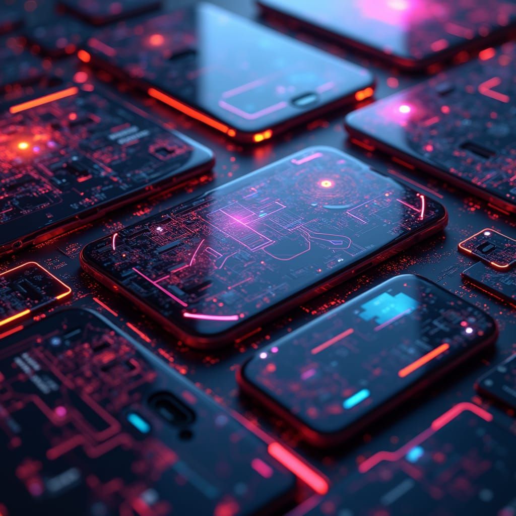 Futuristic Tech Gadgets in Neon-Lit Close-Up