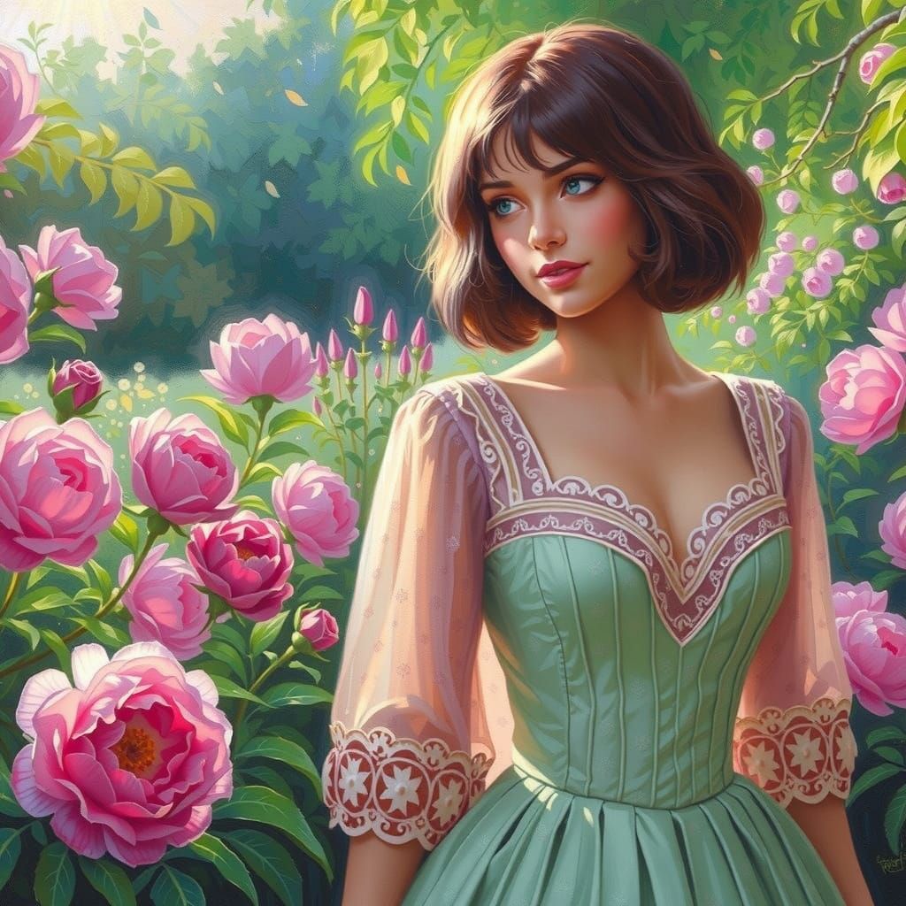 Among the peonies