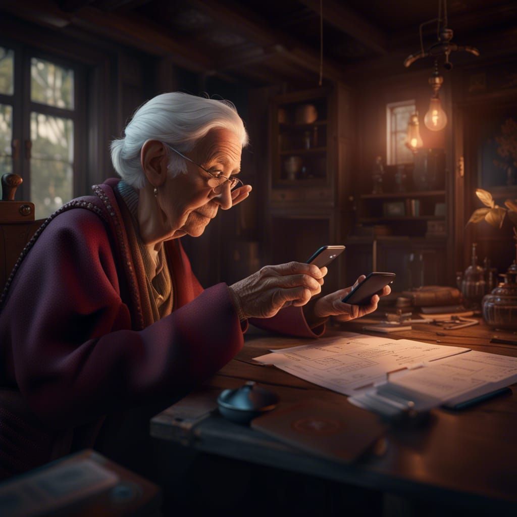 Elderly People Filing Insurance on Smartphone