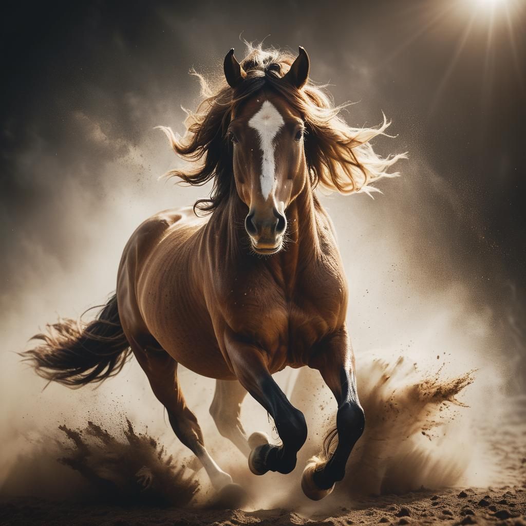 Majestic Horse Galloping with Cinematic Lighting