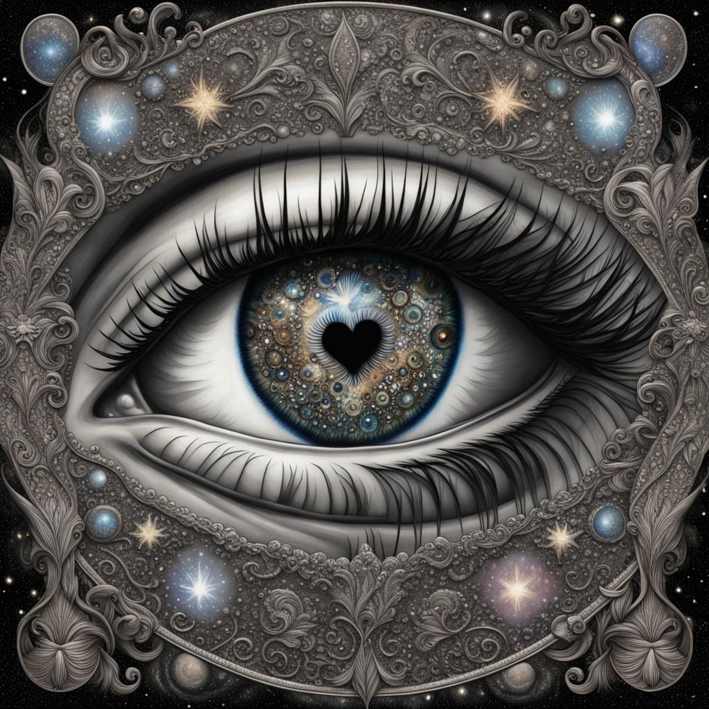 Cosmic Gothic Eyeball with Galaxy Face