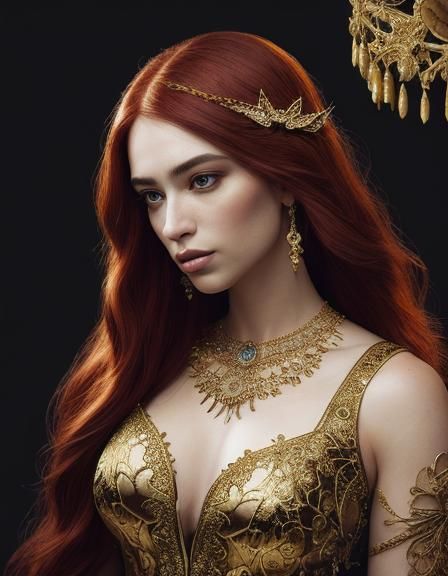 Woman with Jeweled Butterflies: Hyperrealistic Splash Art