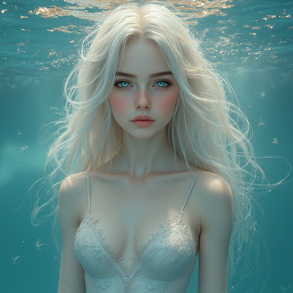 Enchanted Mermaid Emerges from Crystalline Ocean