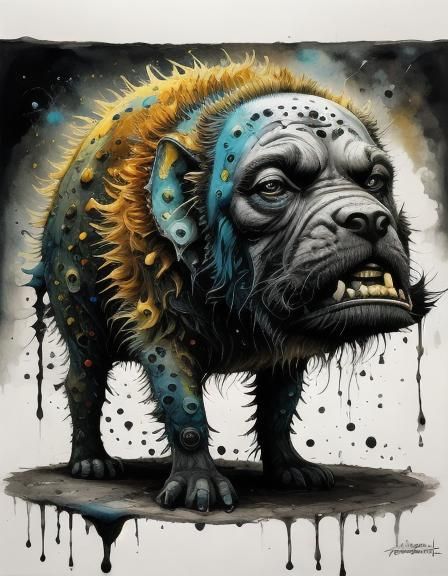 Abstract Caricature with Alcohol Ink Splashes