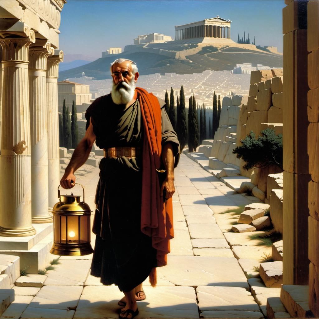 Diogenes of Sinope in Ancient Athens: Hyperrealist Painting