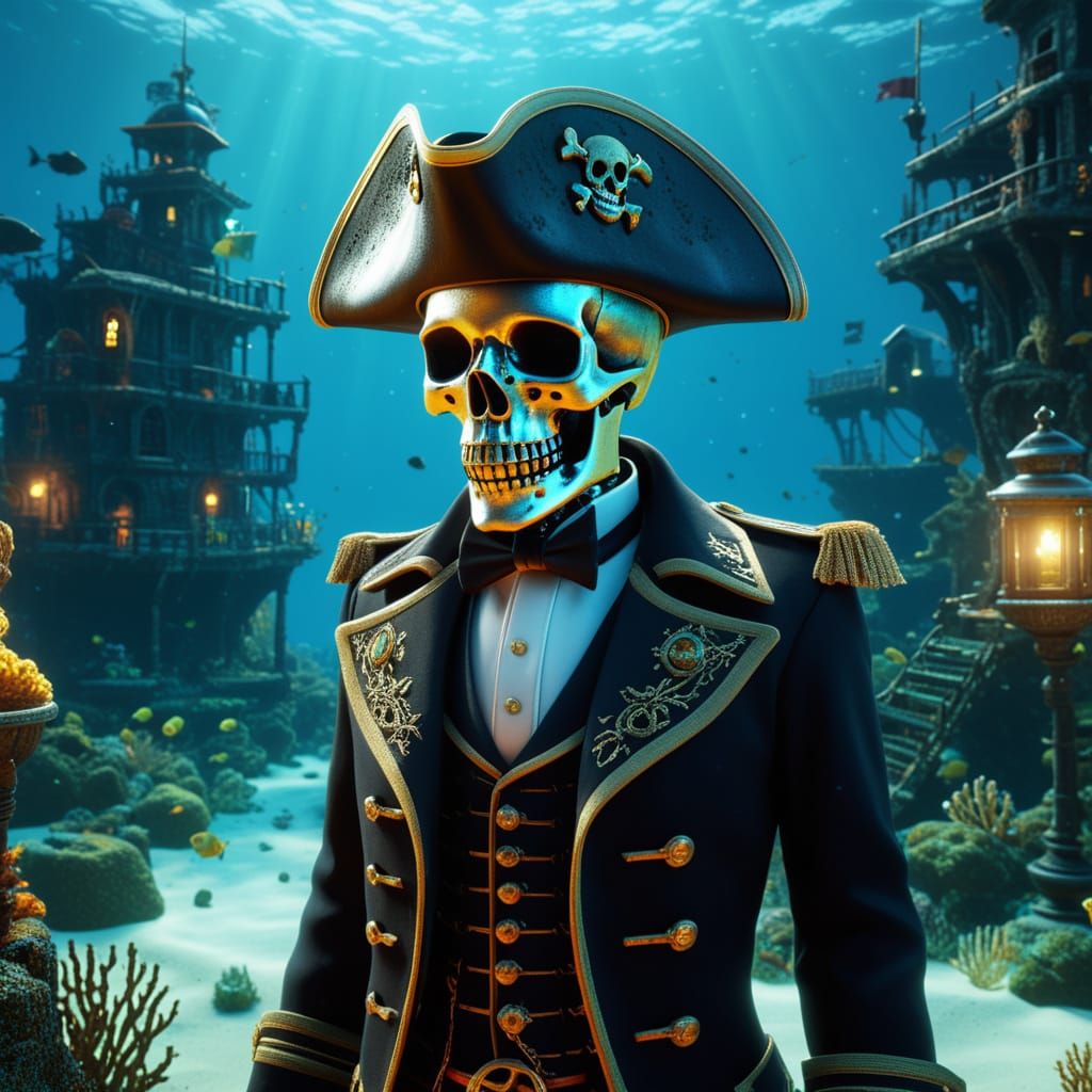 Underwater City of Shipwrecks Lit by Bioluminescence