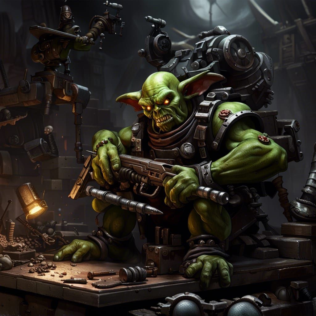 Warhammer 40k Goblin Engineer at Work