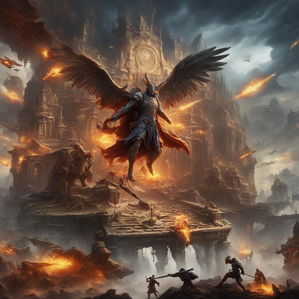 Epic Battle: Humans Versus Angels in Digital Art