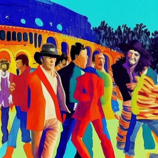 Springsteen Rocks Rome: A Gouache Style Masterpiece