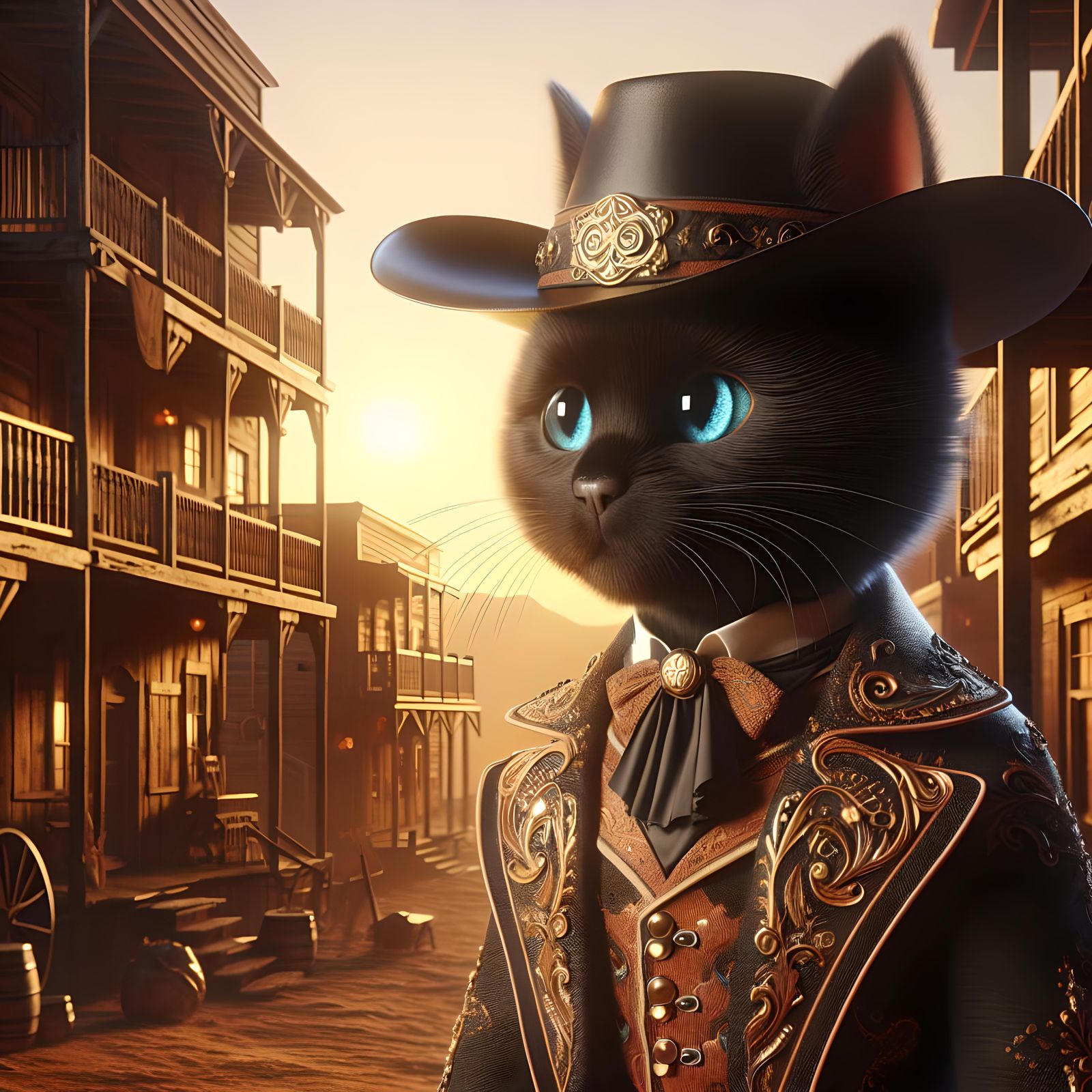 Wild West Cat in Ornate Outfit