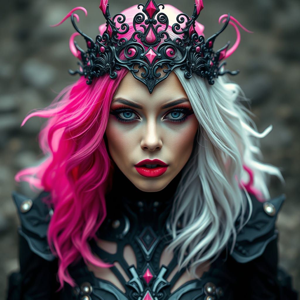 Mystical Goddess with Ombre Hair and Sci-Fi Crown