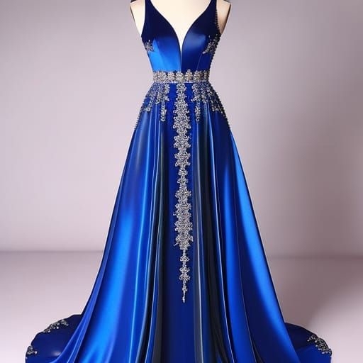 Ethereal cobalt blue met gala dress decorated with pearls and shimmery rhinestones& ethereal vibes& luxurious vibes& bea...