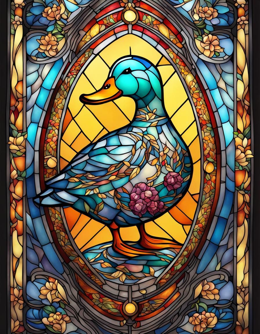 Stained Glass Matryoshka Duck: Intricate Tarot Concept