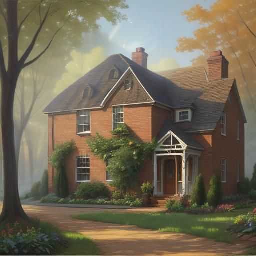 English Cottage in Warm Golden Light