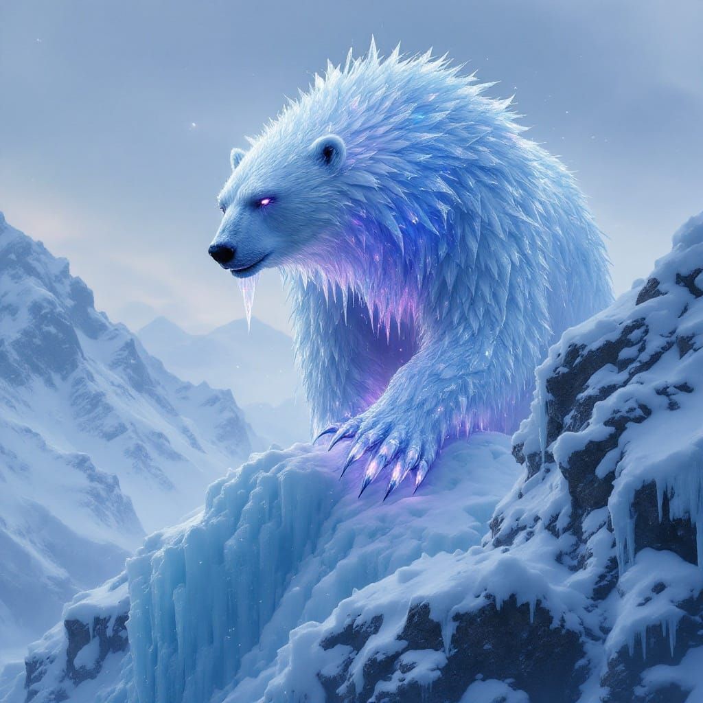 Majestic Polar Bear in Ice and Snow Landscape