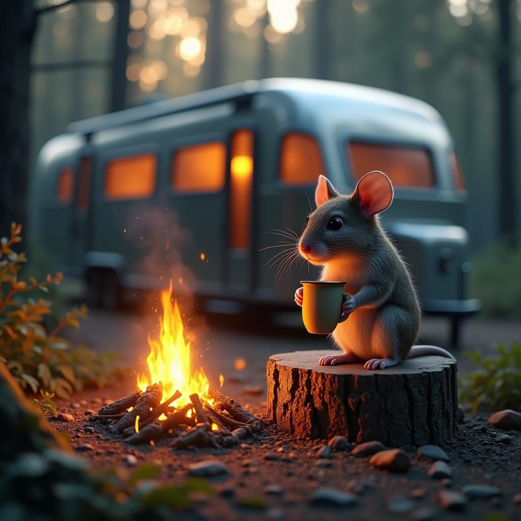 Whimsical Campsite Scene in Fantasy Style