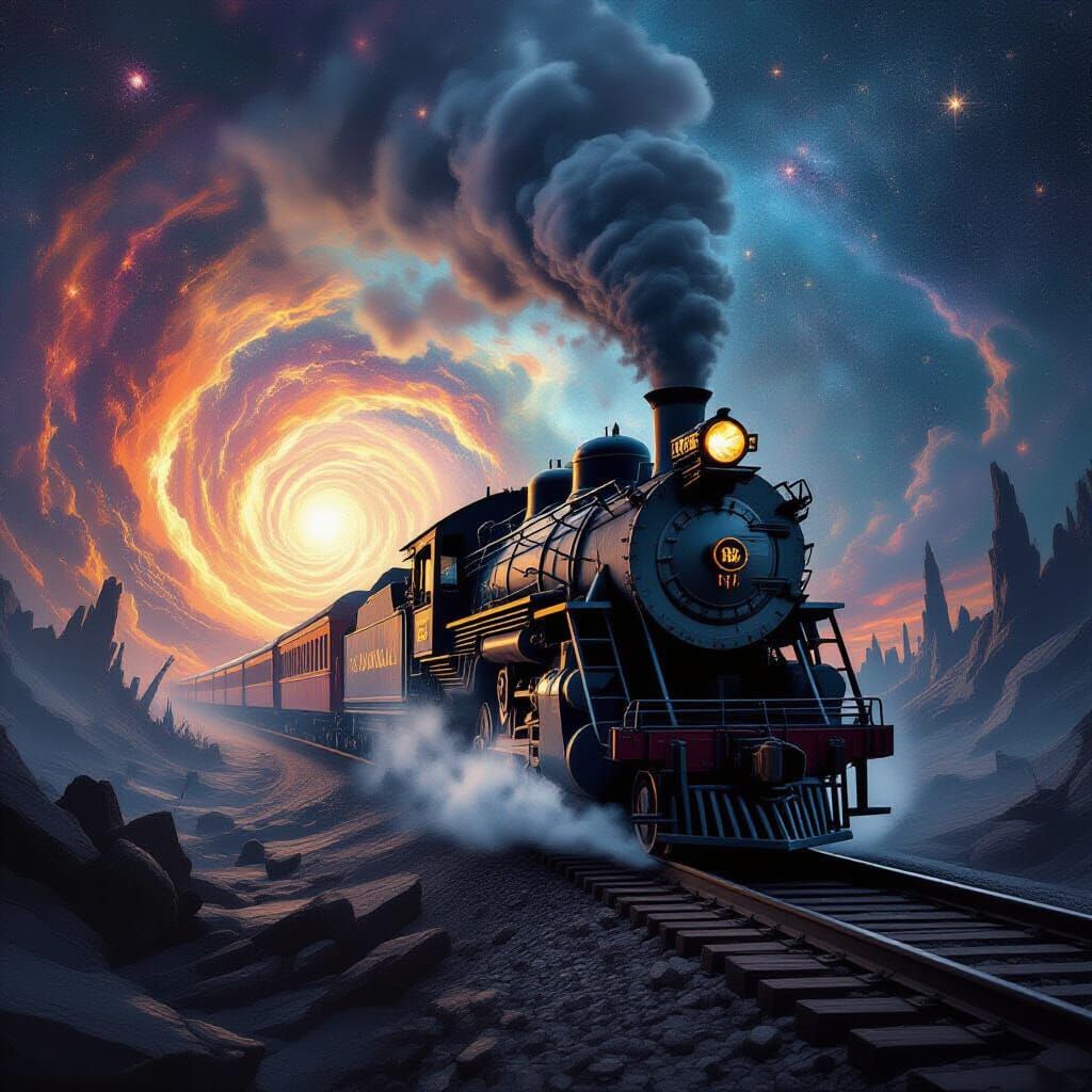 Cosmic Locomotive in Stardust Vortex