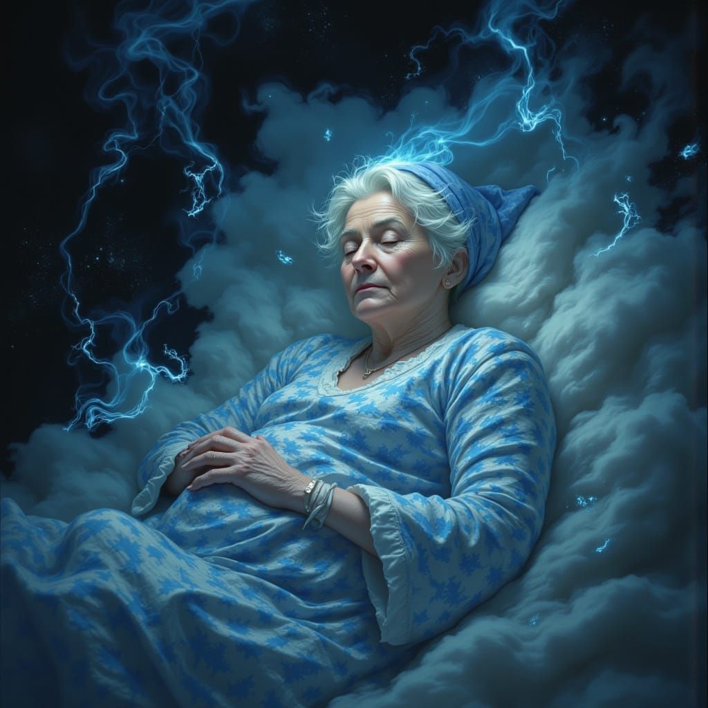 Woman Dreaming in Imaginative Landscape