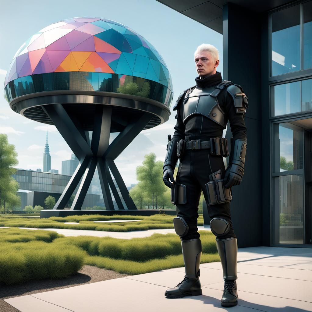 Cyberninja Soldier in a Utopian Cyberpunk City