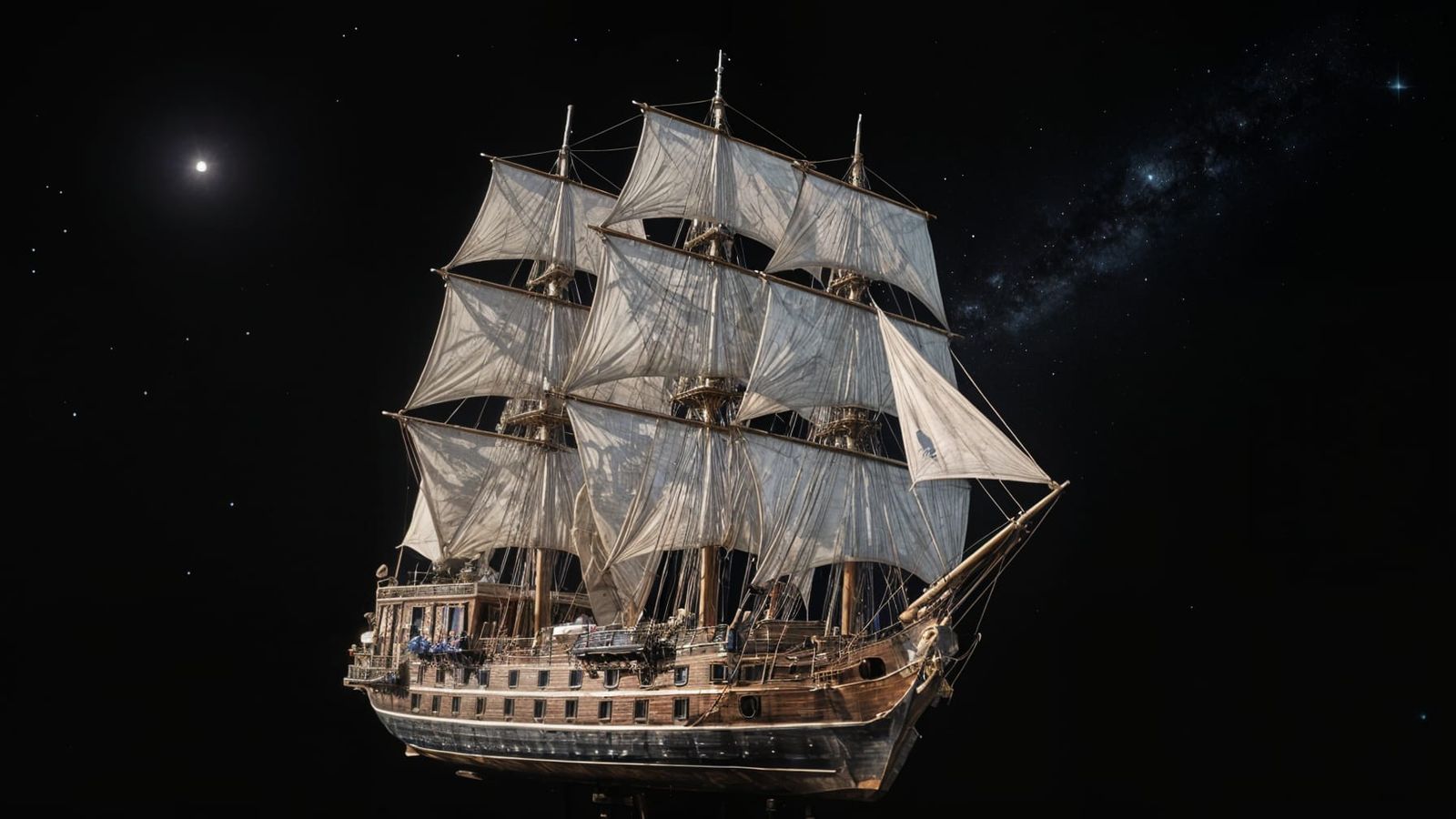 Pirate Ship Navigates Starry Outer Space