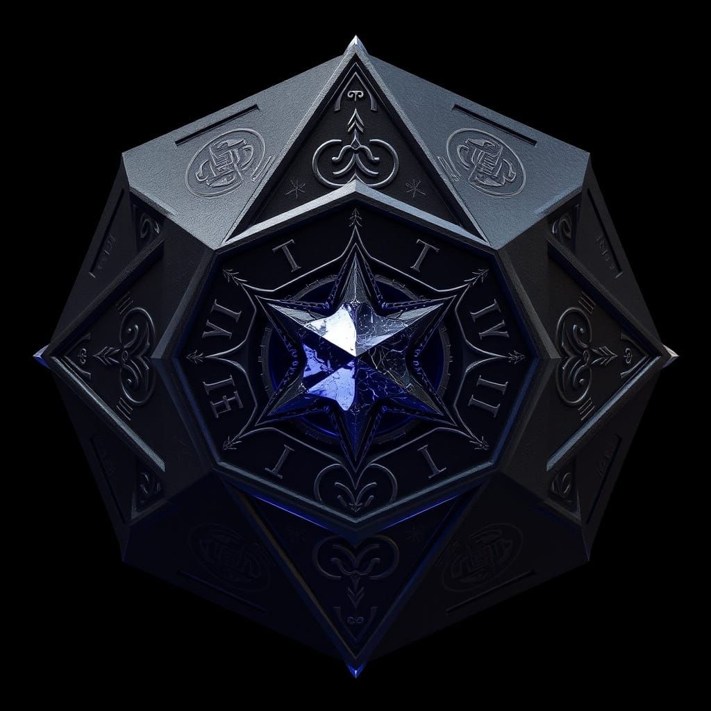 Dark, Angular Sith Holocron in Industrial Futurism Style