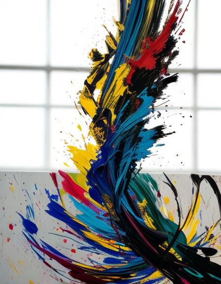 Abstract Expressionism: Person in Swirling Color Vortex