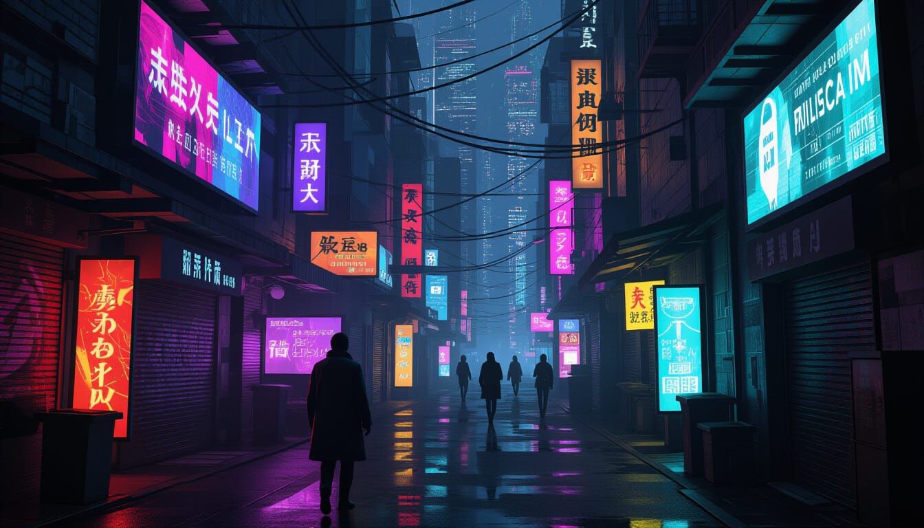 Cyberpunk Alleyway: Holographic Dystopia