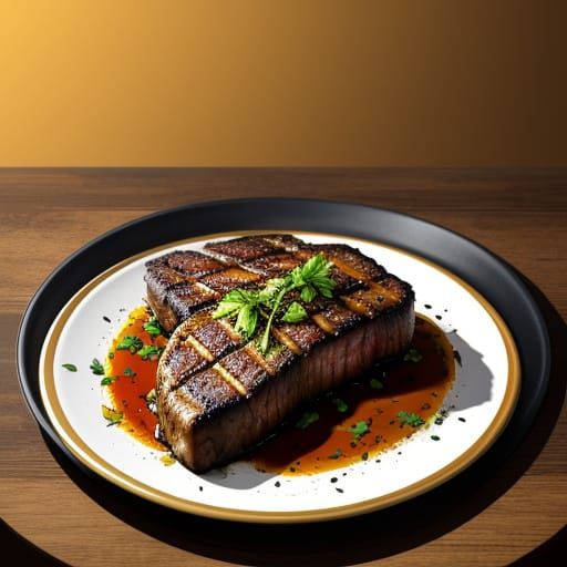 Mouthwatering Steak Concept Art in Splash Art Style