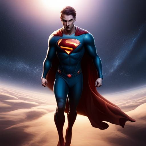 Black Sun Superman Close-Up: Detailed Digital Art