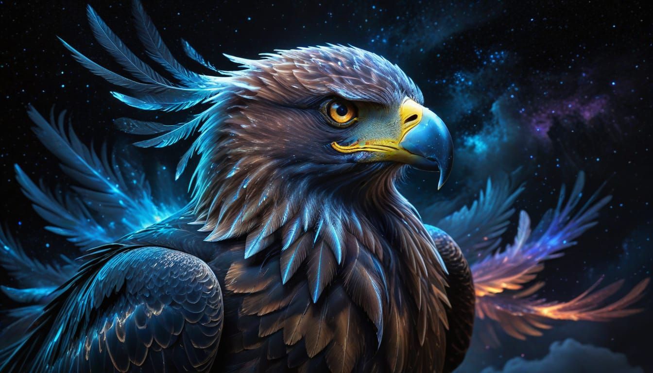 Ethereal Eagle Illuminates Celestial Canvas