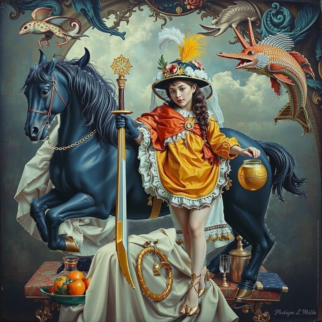 Hyperrealistic Bizarre Baroque Scene in Romantic Style