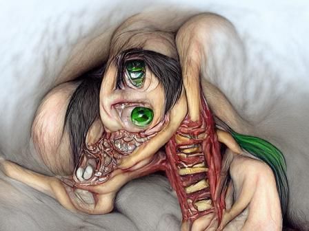 Contorted Deformed Human Body: Dark Horror Image