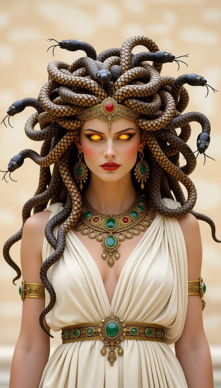 Medusa: Hideous Priestess with Snake Hair and Fiery Eyes