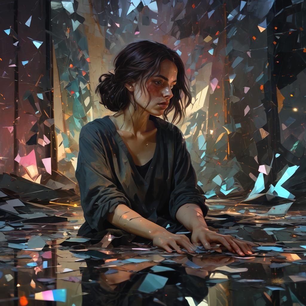 Eerie Reflections: A Surreal Oil Painting