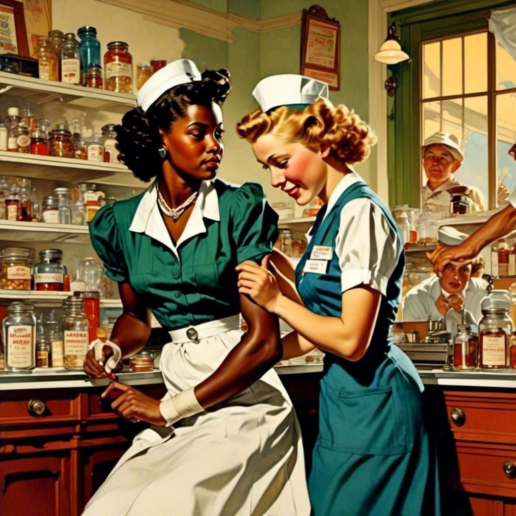 Flu Shot Visit in Norman Rockwell Style